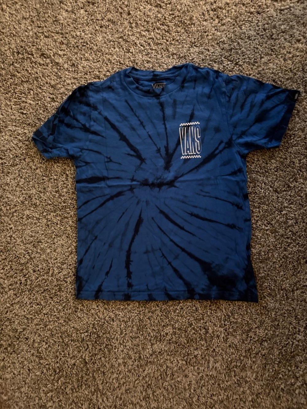Vans Blue & Black Spiral Tie-Dye Logo Tee